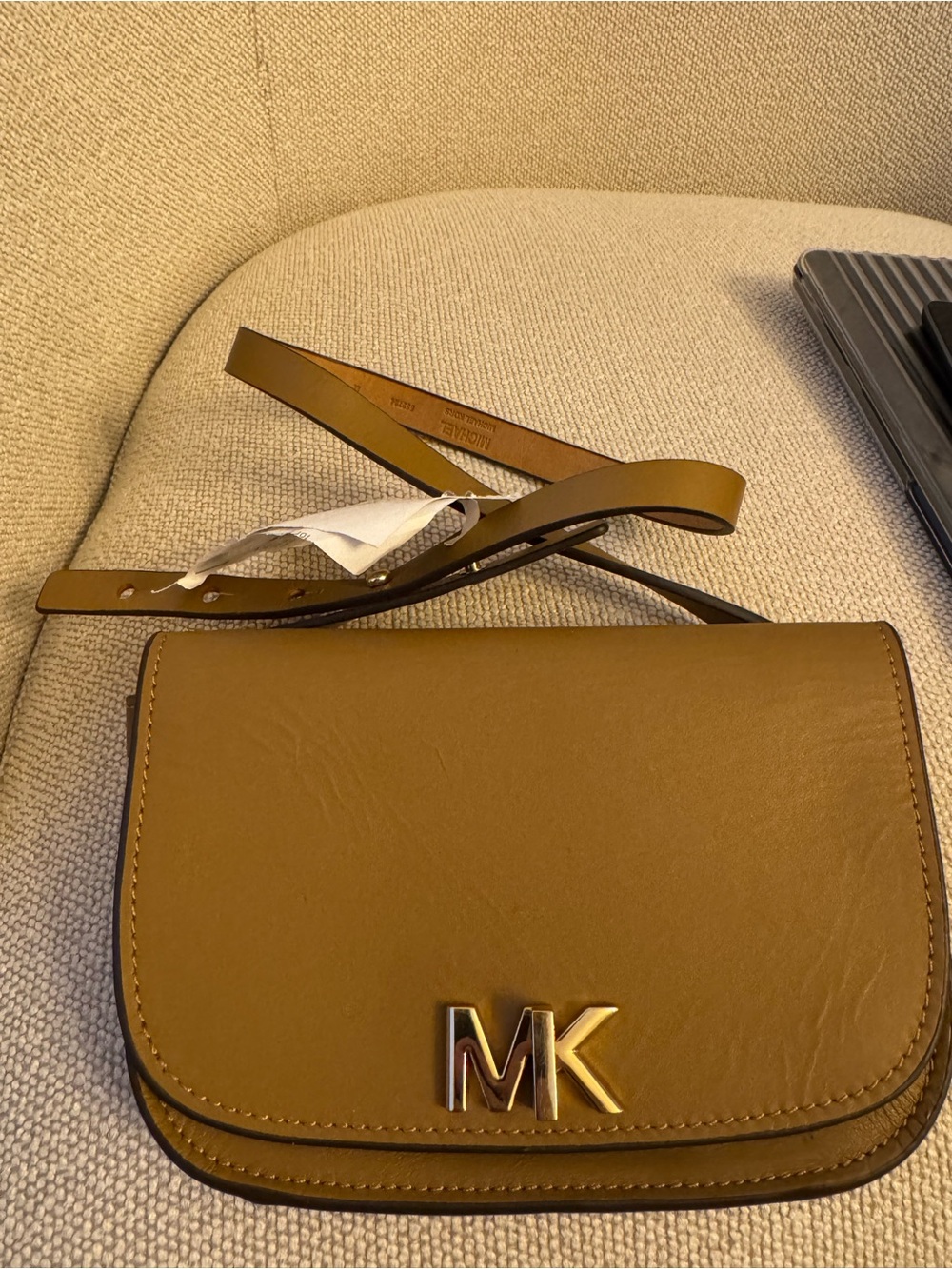 Michael Kors  Tan Leather mini belt MK Logo brand new with Macys reticket